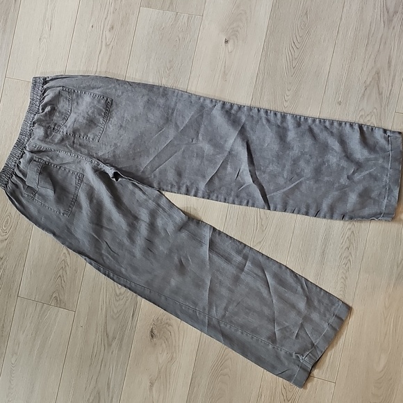 Plum Linen Garden Girl Stretchy Waistband Trousers, Small - Picture 12 of 13